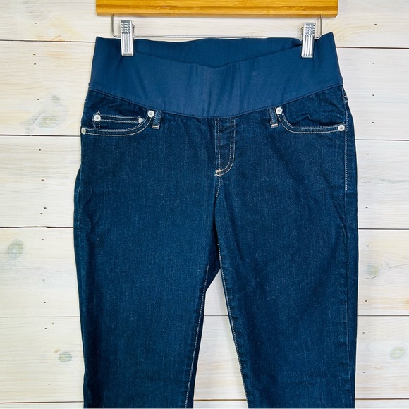 Gap 1969 Maternity Resolution Slim Straight Dark Blue Jeans - Picture 2 of 7